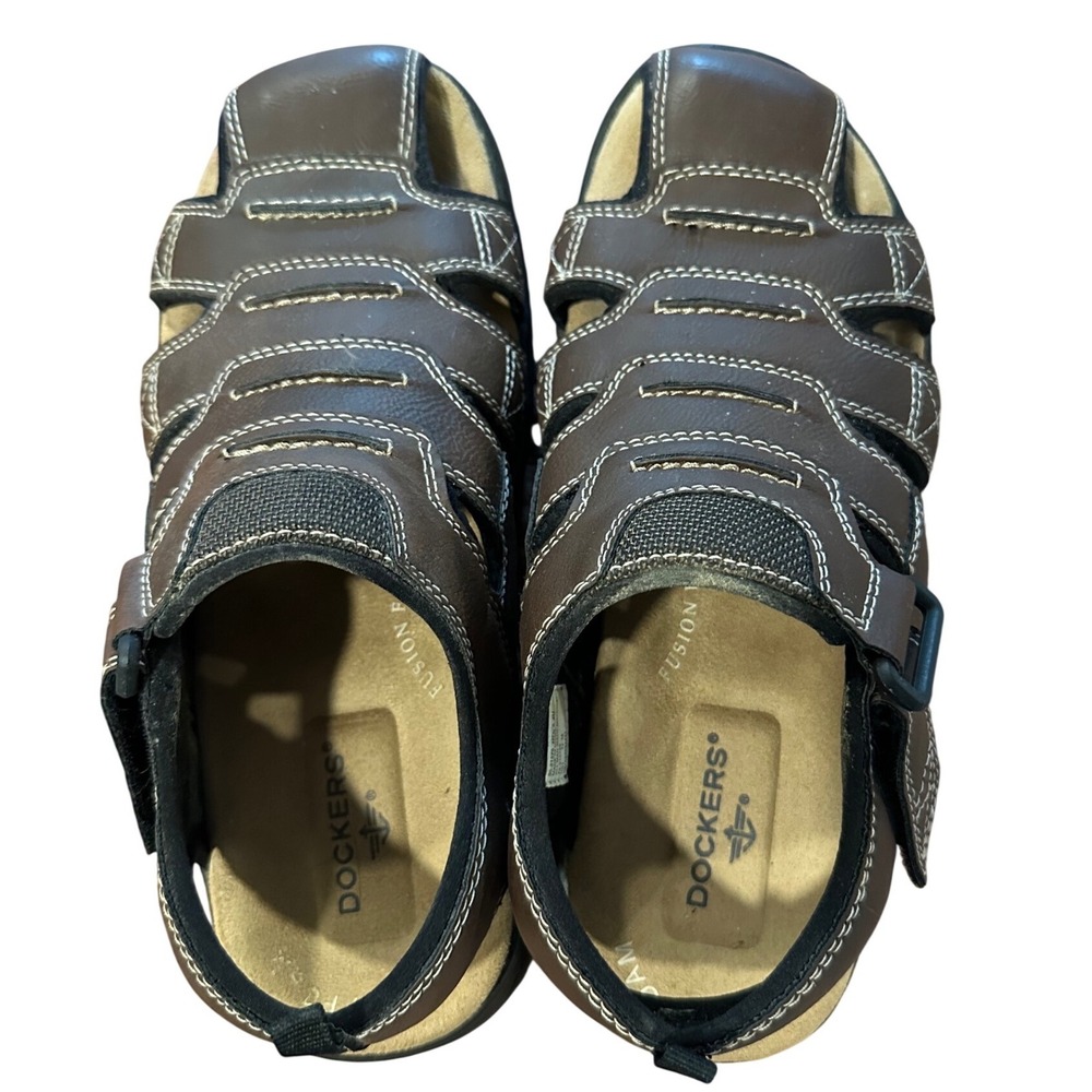 Dockers Mens 8M Brown Fisherman Sandals Fusion Footbed Memory Foam 90-21379